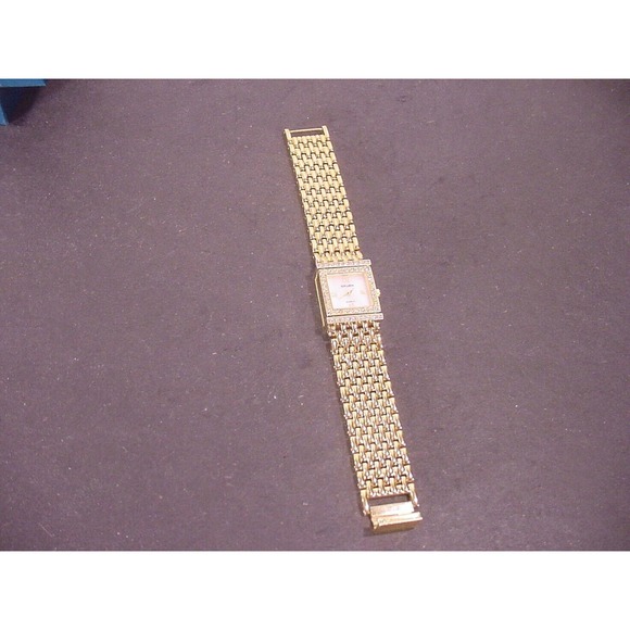 GRUEN PRECISION Diamond Quartz Gold Wristwatch with Reverse Bracelet